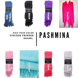 Pashmina Fringed Scarf Shawl*Pick your color*24"x77"
